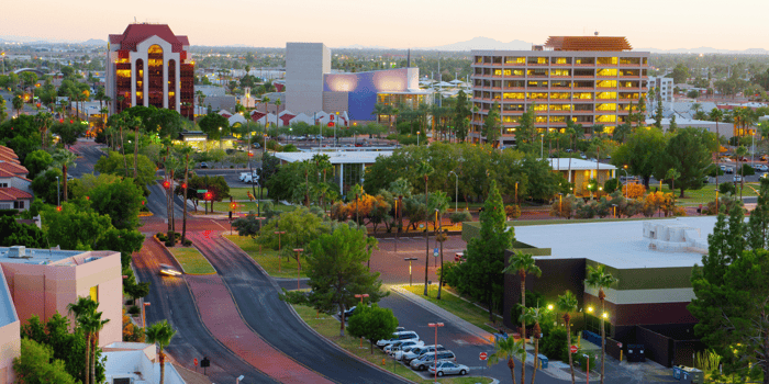 Areal view of the city of Mesa