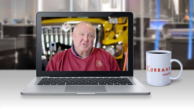 Photo of Bret Hodne Public Service Director at the City of West Des Moines discussing road condition monitoring in a laptop screen.