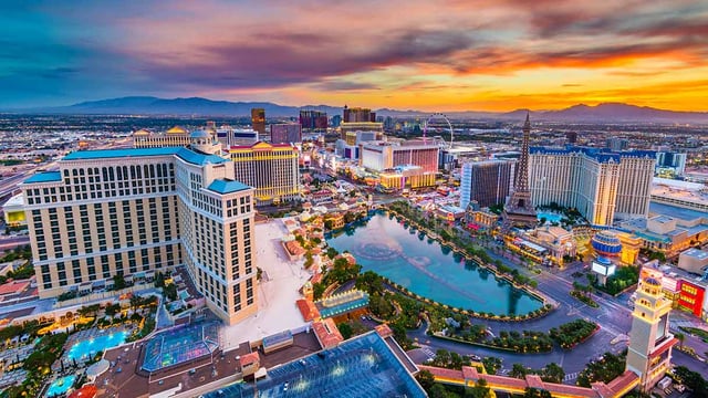 Areal view of the city of Las Vegas that is implementing digital twins smart cities technology