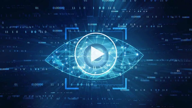 An eye with data overlay representing computer vision concept.