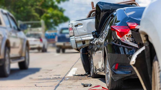 Photo of an Autonomous Car Collision on the street.