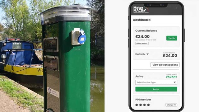 electric charging bollards on Oxford canal network