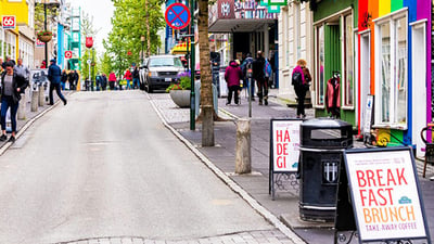 Streets of Reykjavik with Smart Bin Fitted with Fill Level Sensors