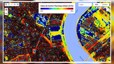 Heat Map of the City of Bordeaux use to determine Urban Heat Islands