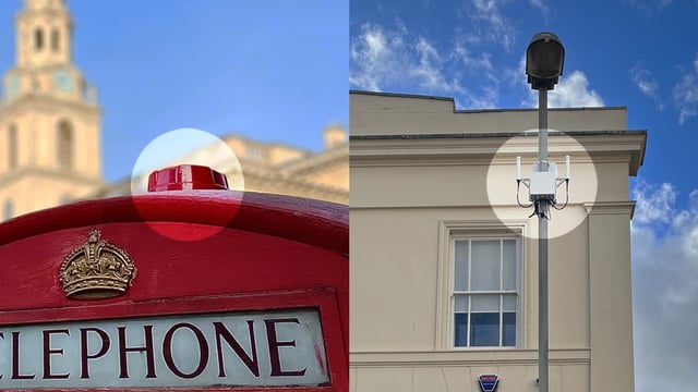 5g Small Cell installed on urban infrastructure in the UK
