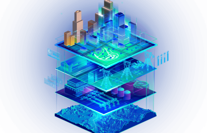 An isometric representaiton of a smart utility in a city