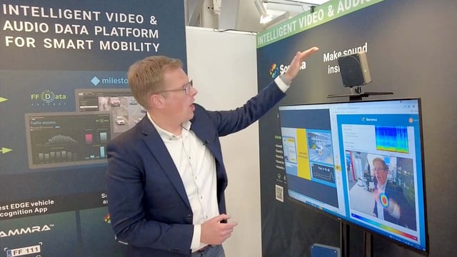 Rick Scholte CEO of Sorama demonstrating the use of a noise camera powered by Video Analytics