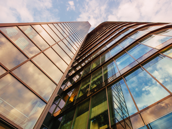 View of a smart building from below