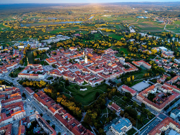 Areal view of city of Karlovac in croatia