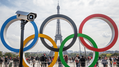 Security Camera Powered by Computer vision and AI monitoring Paris Olympic Games public safety and traffic