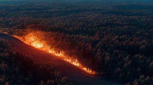 Wildfire aerial view