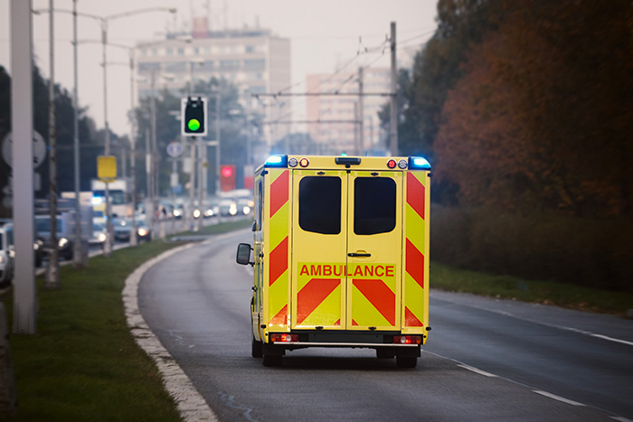 Emergency Vehicle passing a green light equipped with smart traffic solution