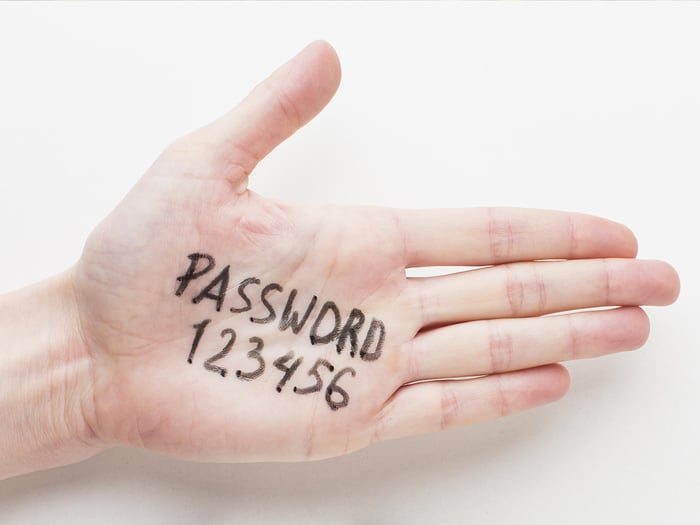 easy password written on a hand