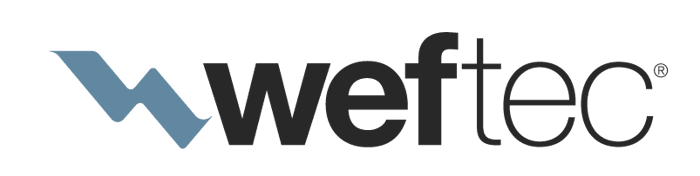 WEFTEC logo featuring a stylized blue 