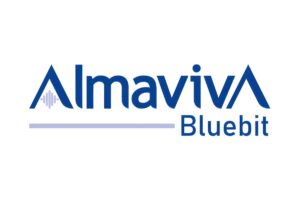 Almaviva Bluebit logo in blue text on a white background.