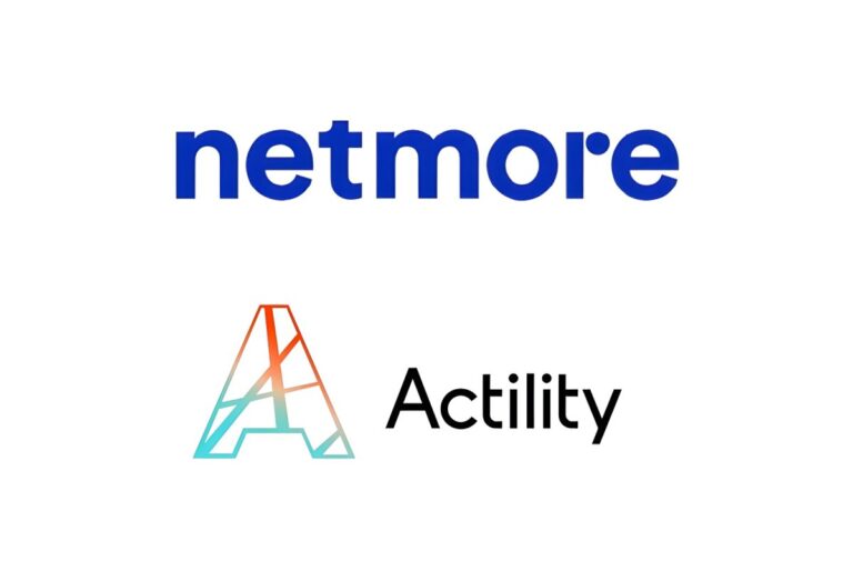 Blue Netmore logo positioned above the Actility logo on a white background.