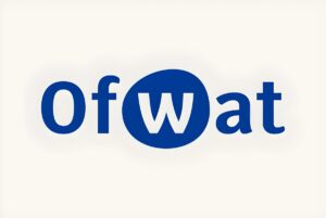The blue and white Ofwat logo on a light gray background.