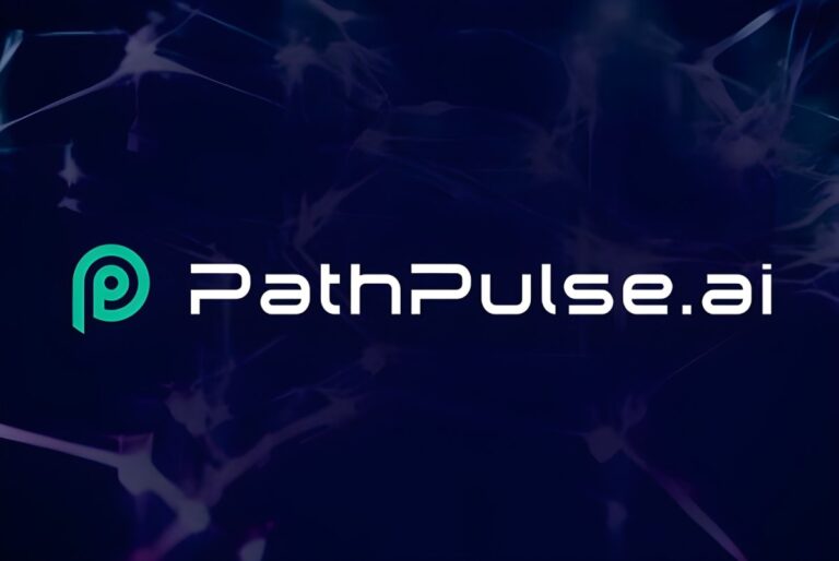 PathPulse.ai logo and text over a dark blue background with abstract glowing neural network connections.