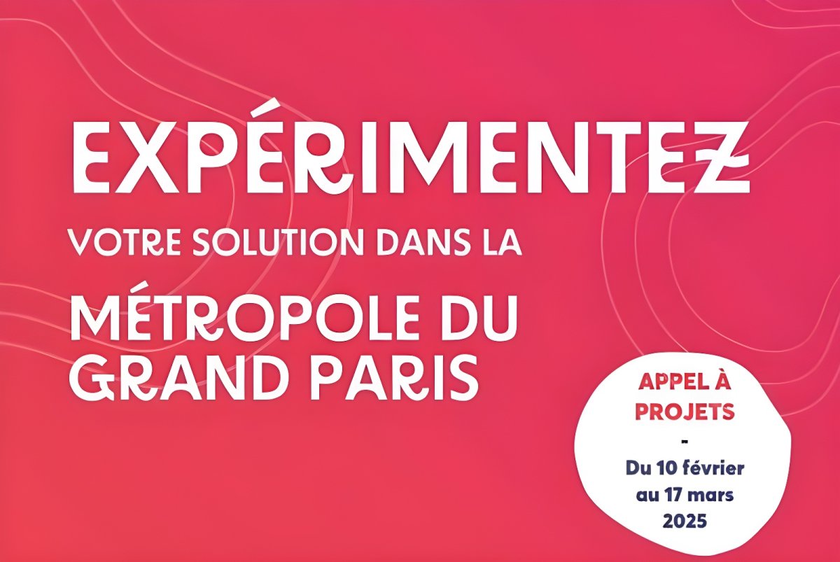 Graphic with French text promoting a call for projects in the Métropole du Grand Paris from February 10 to March 17, 2025.