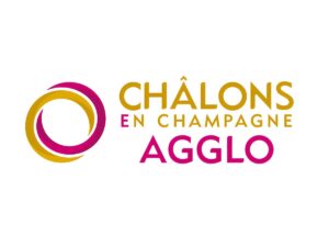 Châlons Agglo logo featuring a pink and gold circular emblem next to the text Châlons en Champagne Agglo.